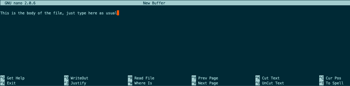 Screenshot of nano