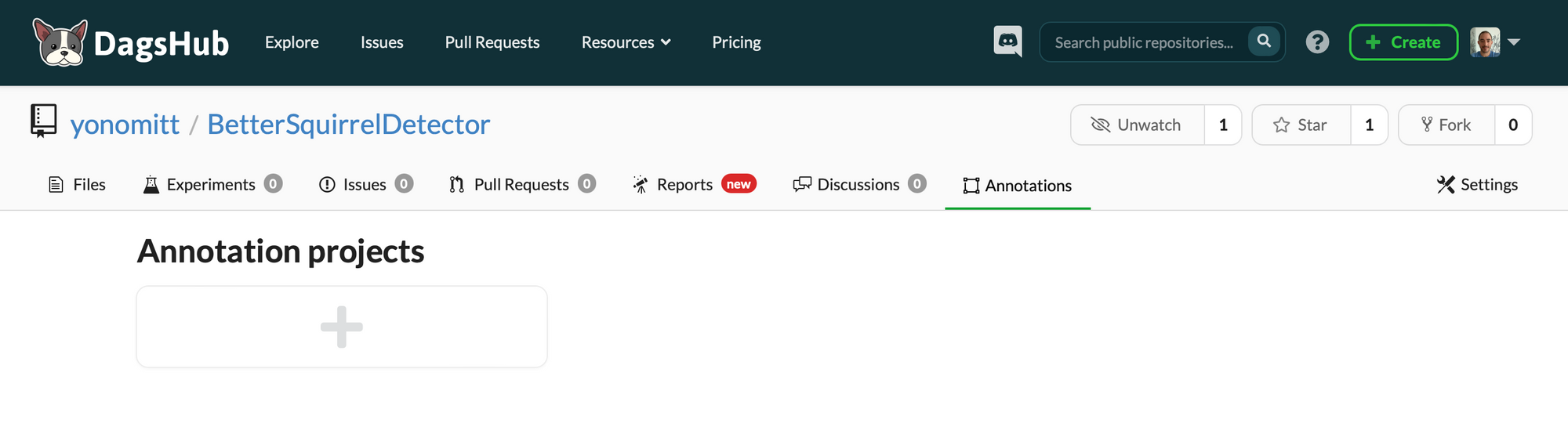 Screenshot of Annotation projects available for Label Studio on DagsHub.com