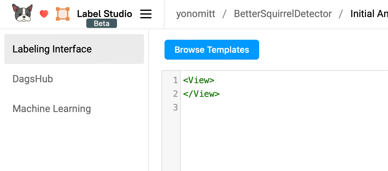 Label Studio project settings screenshot