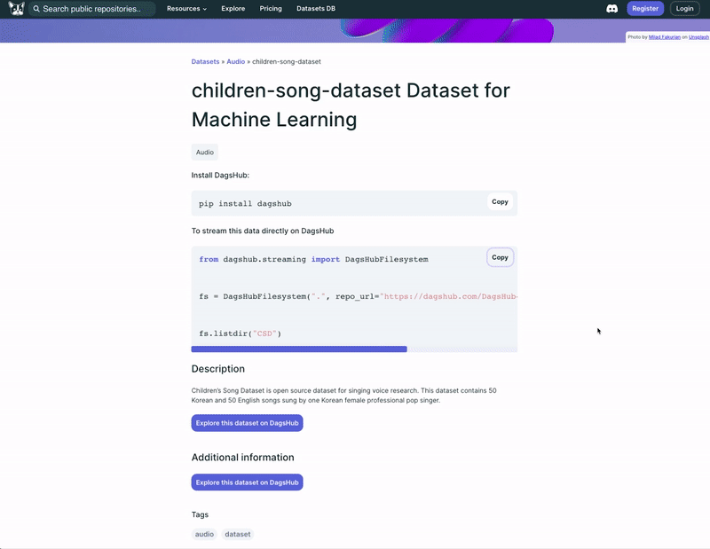 Stream Datasets from AWS using DagsHub