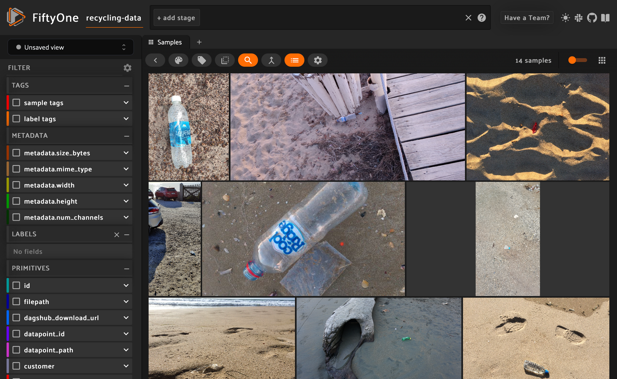 Screenshot of how the data is visualized using FiftyOne by Voxel